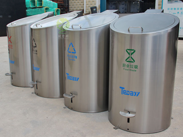 深圳福田小區(qū)不銹鋼地埋式腳踏垃圾桶4分類(lèi)果皮箱