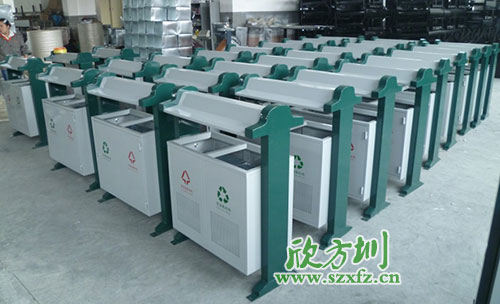 欣方圳鋼板分類垃圾桶，二十年專為小區(qū)潔凈服務